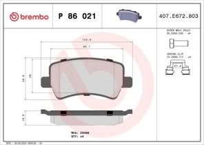 Brembo P 86 021 - Brzdové platničky -