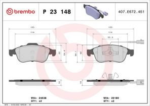 Brembo P 23 148 - Brzdové platničky -