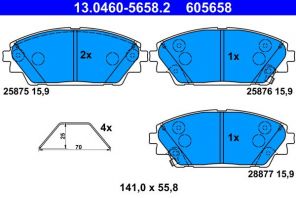 ATE 13.0460-5658.2 - Brzdové platničky -