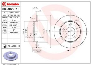 Brembo 08.A029.10 - Brzdový kotúč -