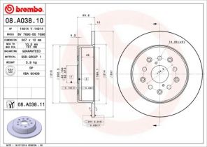 Brembo 08.A038.10 - Brzdový kotúč -