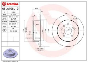 Brembo 08.A108.10 - Brzdový kotúč -