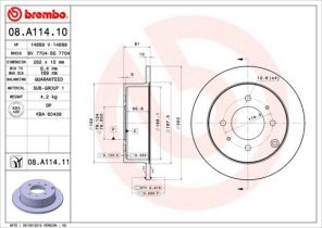 Brembo 08.A114.10 - Brzdový kotúč -