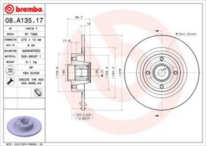 Brembo 08.A135.17 - Brzdový kotúč -