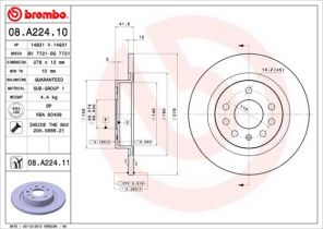 Brembo 08.A224.10 - Brzdový kotúč -