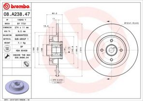 Brembo 08.A238.47 - Brzdový kotúč -