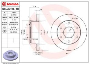 Brembo 08.A260.10 - Brzdový kotúč -