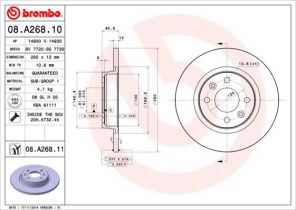 Brembo 08.A268.10 - Brzdový kotúč -