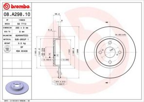 Brembo 08.A298.10 - Brzdový kotúč -