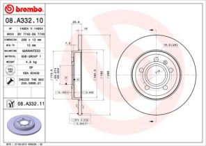 Brembo 08.A332.10 - Brzdový kotúč -