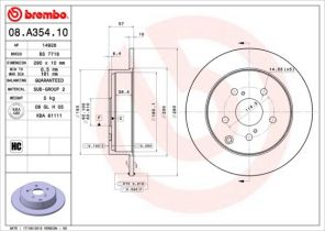 Brembo 08.A354.10 - Brzdový kotúč -