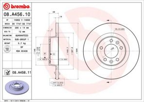 Brembo 08.A456.10 - Brzdový kotúč -
