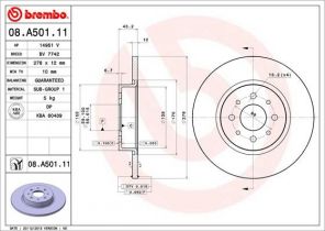 Brembo 08.A501.11 - Brzdový kotúč -