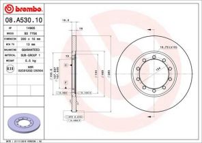 Brembo 08.A530.10 - Brzdový kotúč -
