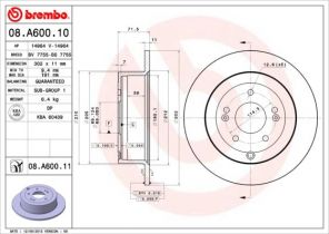 Brembo 08.A600.10 - Brzdový kotúč -