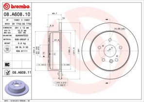 Brembo 08.A608.10 - Brzdový kotúč -