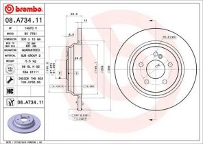 Brembo 08.A734.11 - Brzdový kotúč -