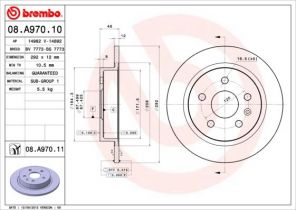 Brembo 08.A970.10 - Brzdový kotúč -