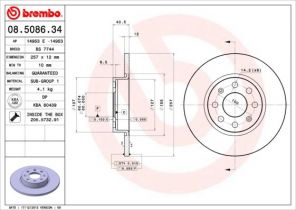 Brembo 08.5086.34 - Brzdový kotúč -