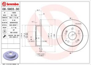 Brembo 08.5803.30 - Brzdový kotúč -