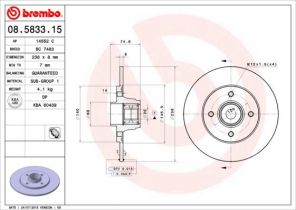 Brembo 08.5833.15 - Brzdový kotúč -