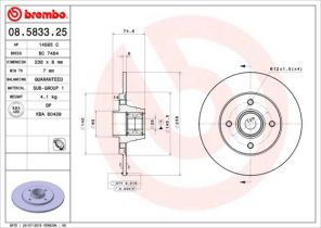 Brembo 08.5833.25 - Brzdový kotúč -