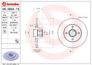 Brembo 08.5834.15 - Brzdový kotúč -