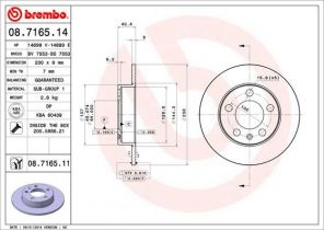 Brembo 08.7165.11 - Brzdový kotúč -