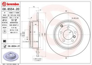 Brembo 08.8554.20 - Brzdový kotúč -