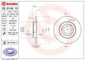 Brembo 08.9148.10 - Brzdový kotúč -