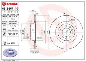 Brembo 08.9367.10 - Brzdový kotúč -