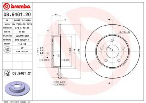 Brembo 08.9461.20 - Brzdový kotúč -