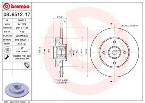 Brembo 08.9512.17 - Brzdový kotúč -