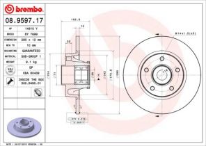 Brembo 08.9597.17 - Brzdový kotúč -
