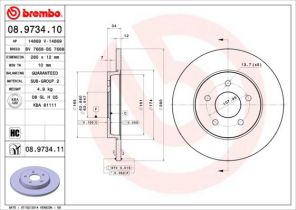Brembo 08.9734.10 - Brzdový kotúč -