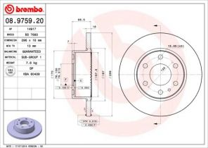 Brembo 08.9759.20 - Brzdový kotúč -
