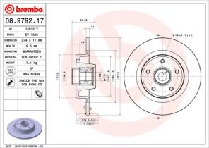 Brembo 08.9792.17 - Brzdový kotúč -