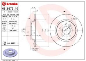 Brembo 08.9975.11 - Brzdový kotúč -