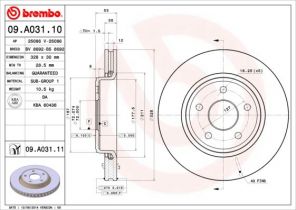 Brembo 09.A031.10 - Brzdový kotúč