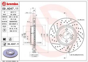 Brembo 09.A047.11 - Brzdový kotúč