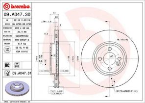 Brembo 09.A047.30 - Brzdový kotúč