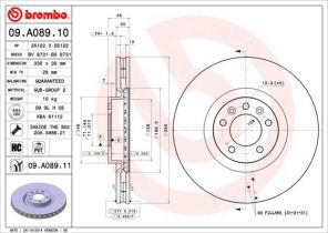 Brembo 09.A089.10 - Brzdový kotúč