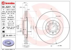 Brembo 09.A201.10 - Brzdový kotúč