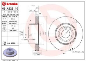 Brembo 09.A229.10 - Brzdový kotúč -
