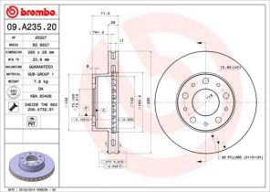 Brembo 09.A235.20 - Brzdový kotúč -