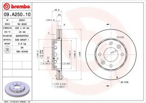 Brembo 09.A250.10 - Brzdový kotúč -