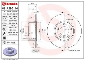Brembo 09.A295.14 - Brzdový kotúč