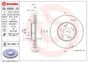 Brembo 09.A350.10 - Brzdový kotúč