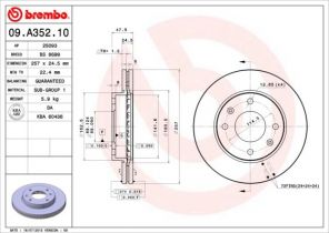 Brembo 09.A352.10 - Brzdový kotúč