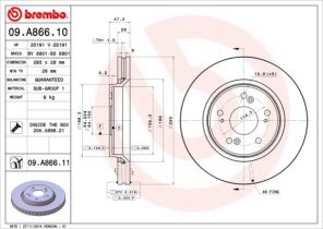 Brembo 09.A866.10 - Brzdový kotúč